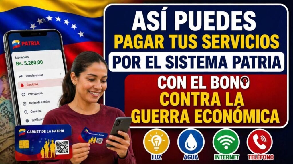 Así puedes pagar tus servicios por el Sistema Patria con el Bono Contra la Guerra Económica