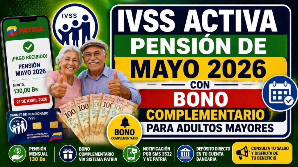 IVSS Activa Pensión de Mayo 2026 con Bono Complementario para Adultos Mayores